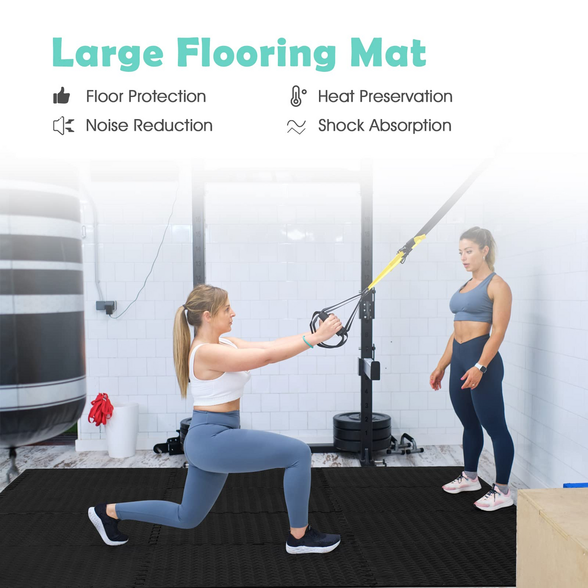 Lucktree 12 Tiles Exercise Flooring Mats with Border, Non-Slip EVA Foam Protective Mats
