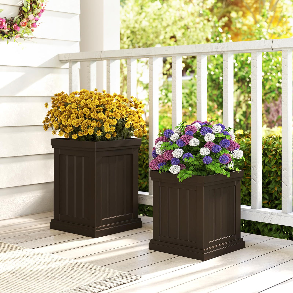 Lucktree 19" Large & 13” Small Flower Pots with Drainage Holes & Nesting Design