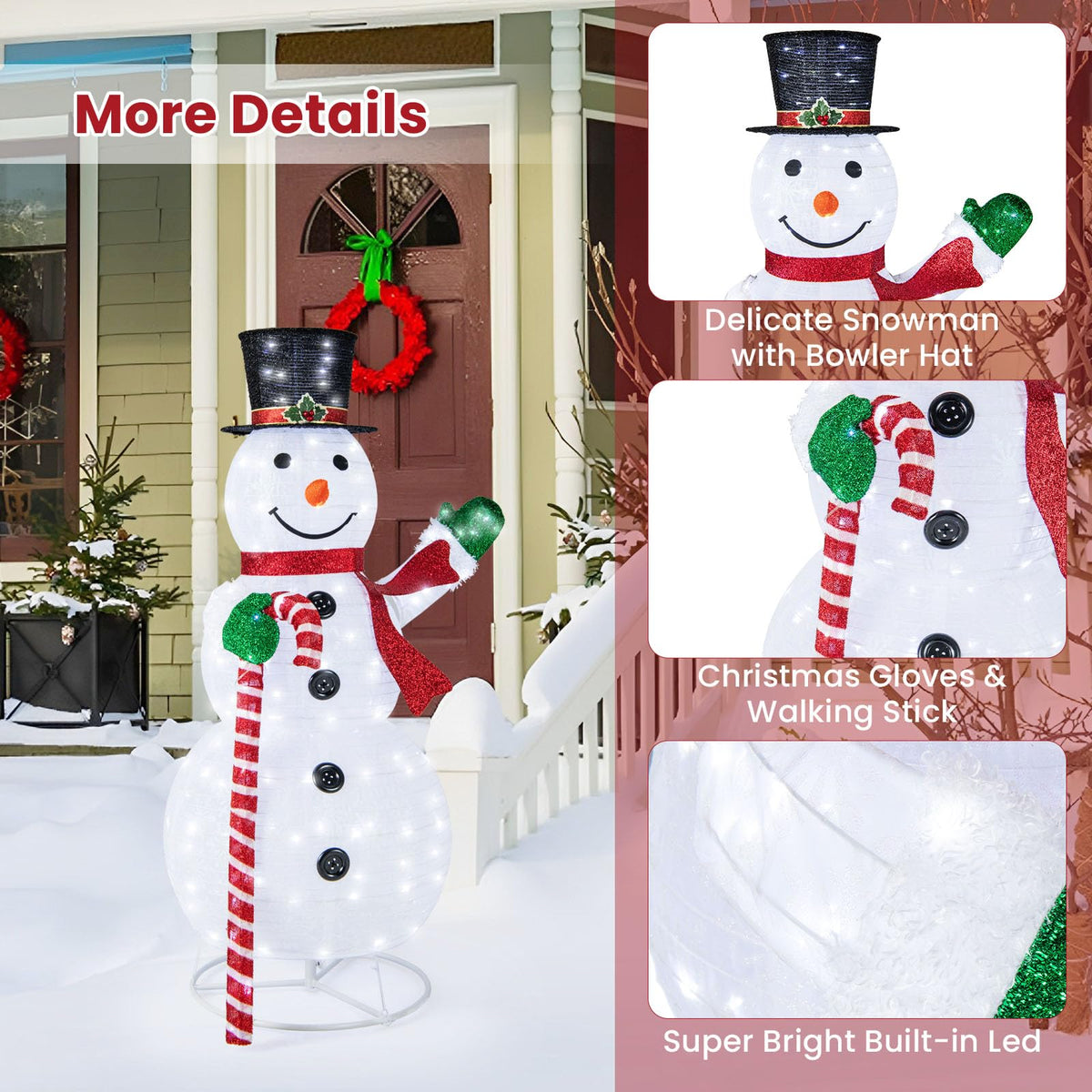 Lucktree 5 FT Pop-up Lighted Christmas Snowman