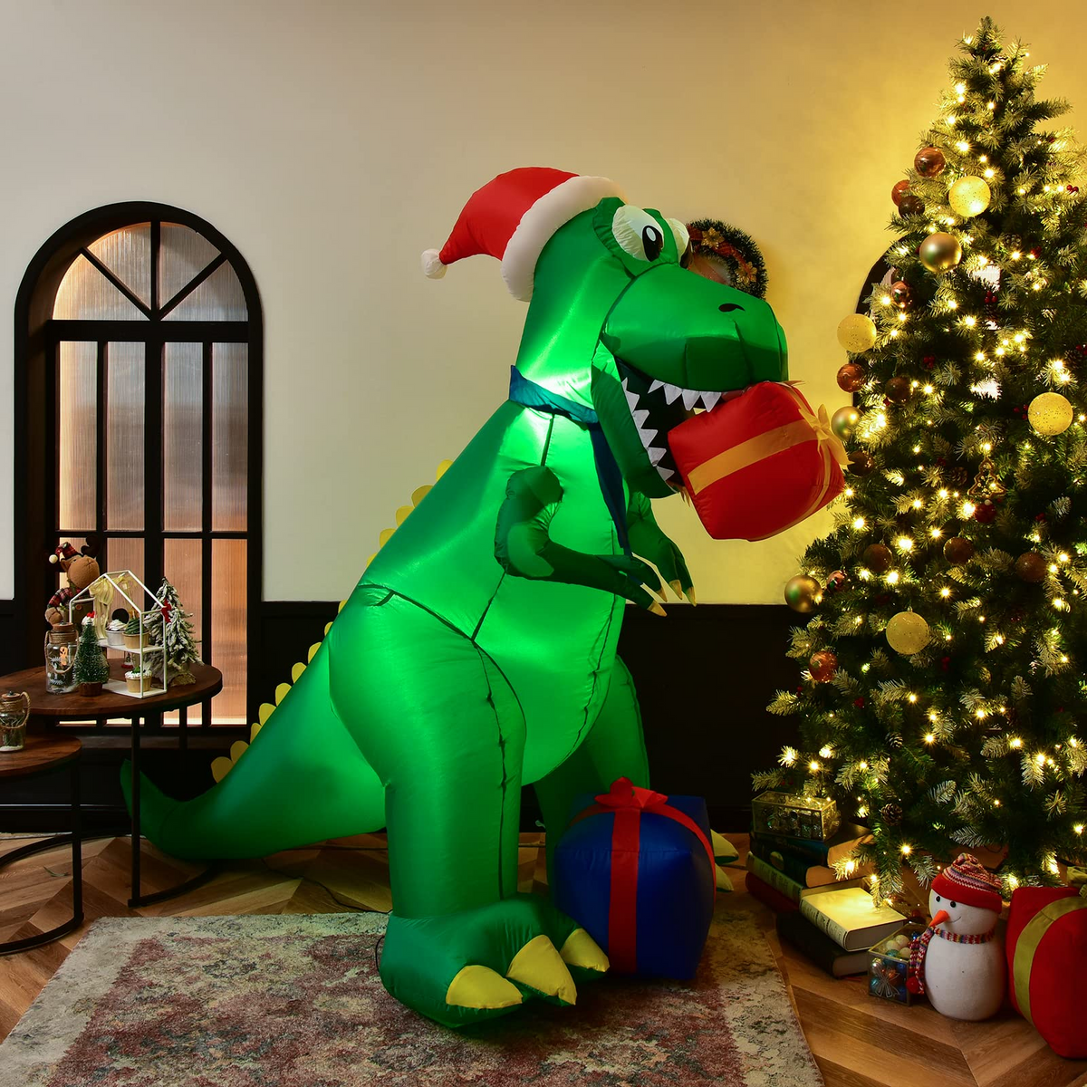Lucktree 6 FT Christmas Inflatable Dinosaur, Indoor & Outdoor Christmas Decoration
