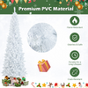 Lucktree 7ft White Pre-Lit Pencil Christmas Tree, Artificial Hinged Slim Tree with 800 Tips, 300 Warm White Lights - LucktreeUS