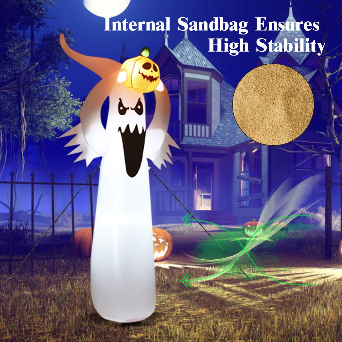 Lucktree Halloween Decorations, Halloween Inflatable Ghost With Led Lights