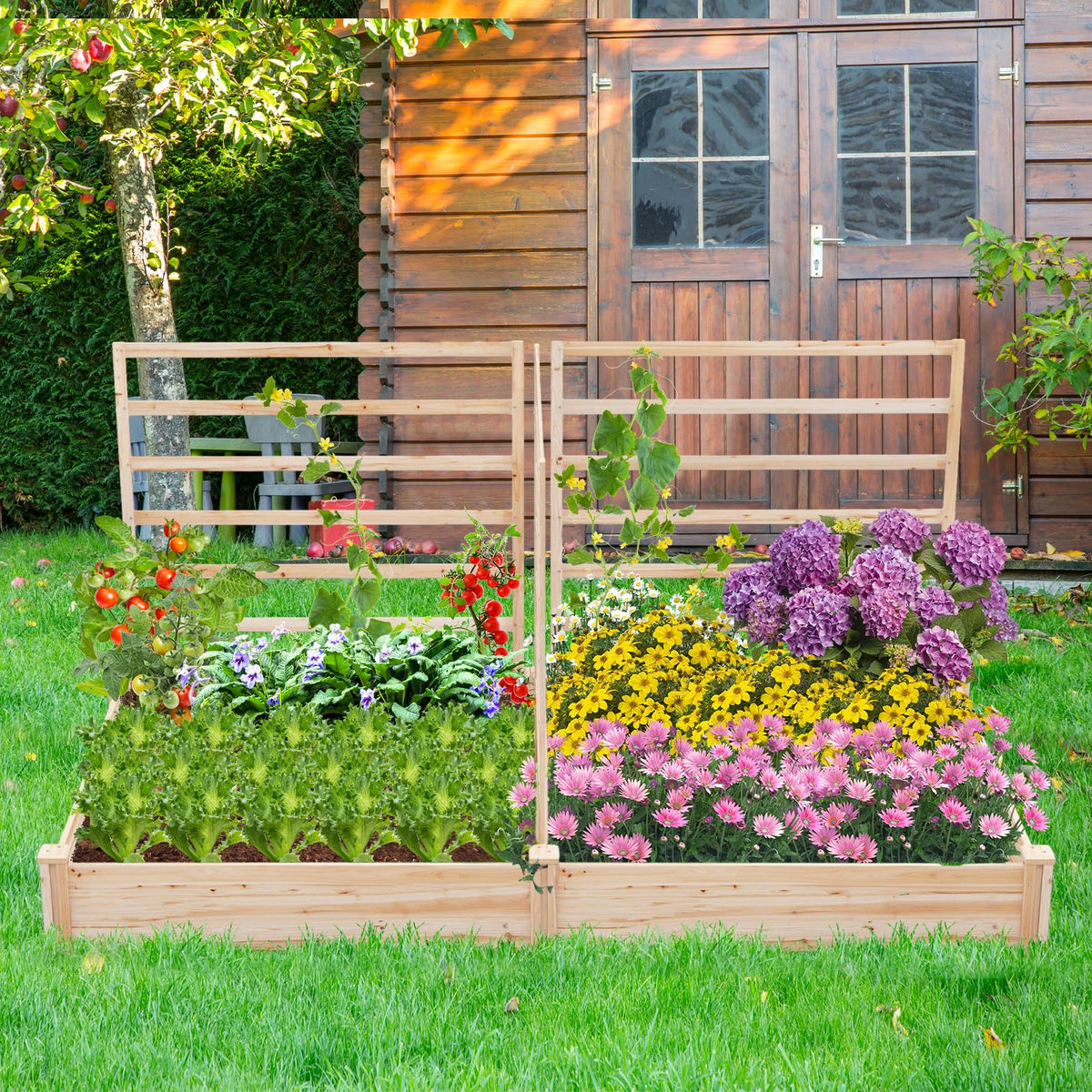 Lucktree Raised Garden Bed with Trellis