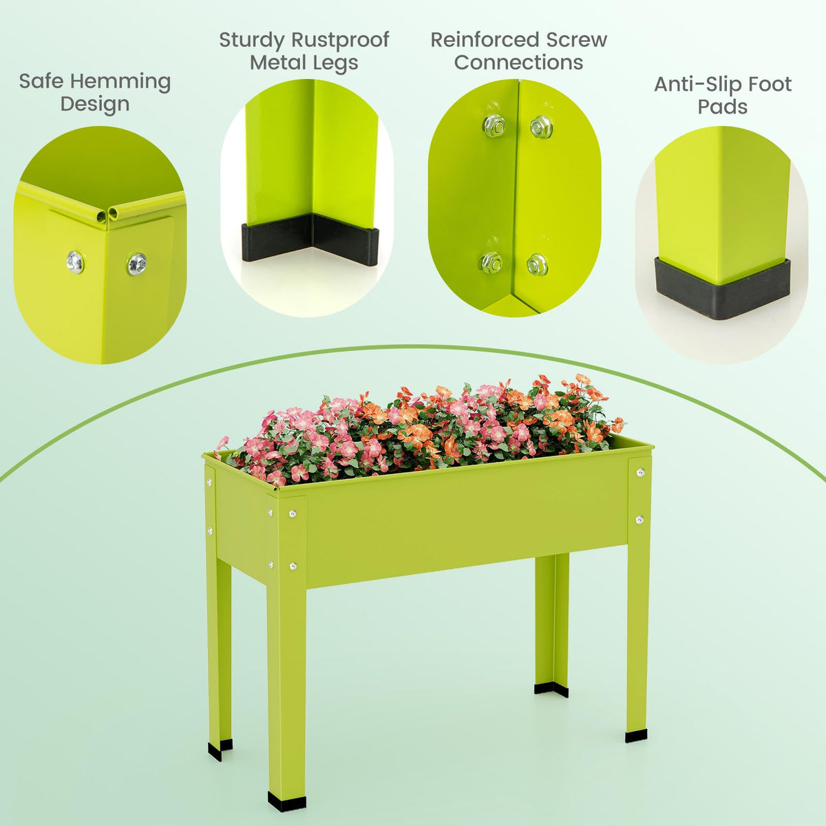 Lucktree Raised Garden Bed, Metal Planter Box with Legs, Drain Hole, Outdoor Indoor Elevated Garden Box