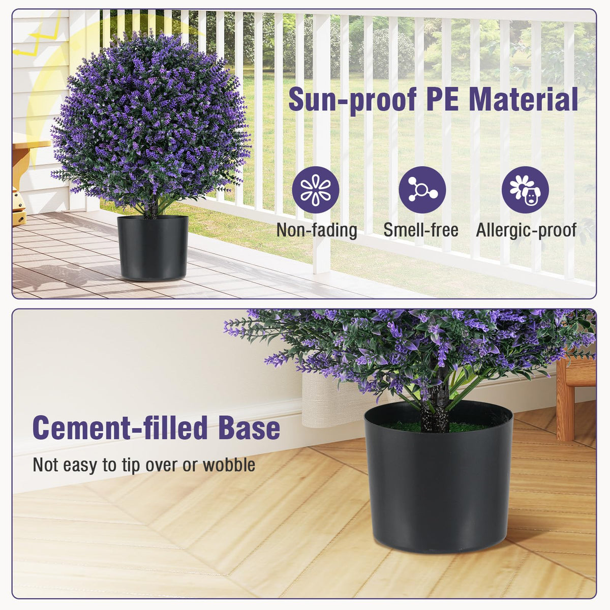 Lucktree 21.5’’ Artificial Lavender Topiary Ball Tree Set of 2