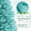 Lucktree 6/7 FT Blue Pre-Lit Christmas Tree, Artificial Hinged Xmas Full Tree with 280/380 Warm White LED Lights