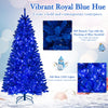 Lucktree 7 FT Pre-Lit Royal Blue Snow Flocked Christmas Tree with 340 LED Lights