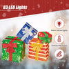 Lucktree Lighted Gift Boxes, Set of 4 Stackable Pre-lit Box Decorations with Warm White LED Lights & Pre-Assembled Ribbons