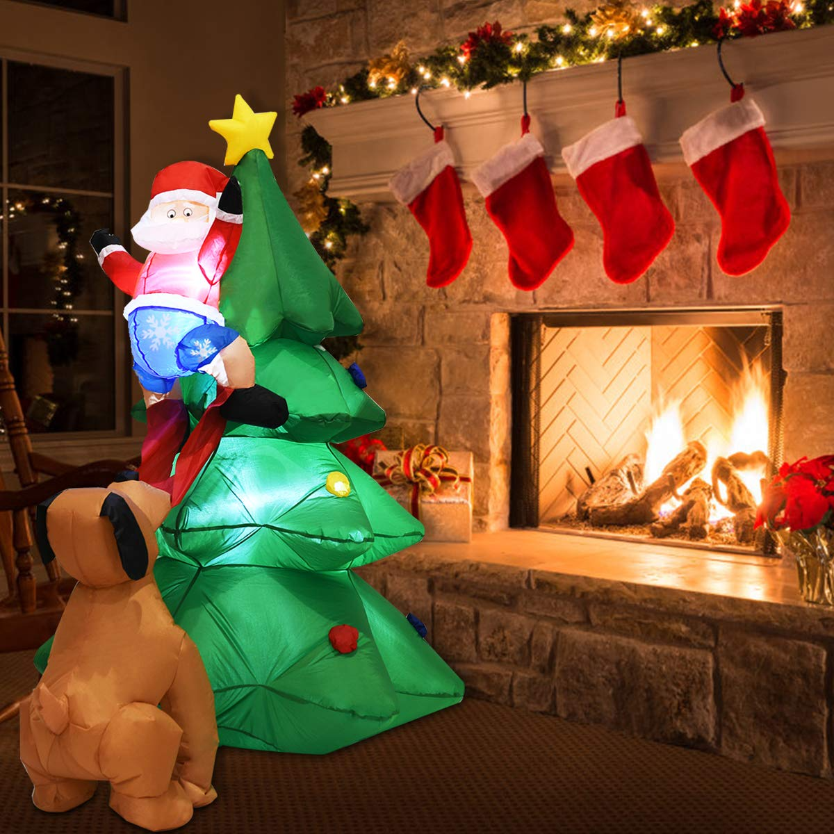 Lucktree 6 FT Inflatable Christmas Tree with Santa Claus & Dog
