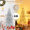 Lucktree 6ft Pre-lit Silver Pencil Christmas Tree, Artificial Tinsel Electroplated Tree, Decor for Home