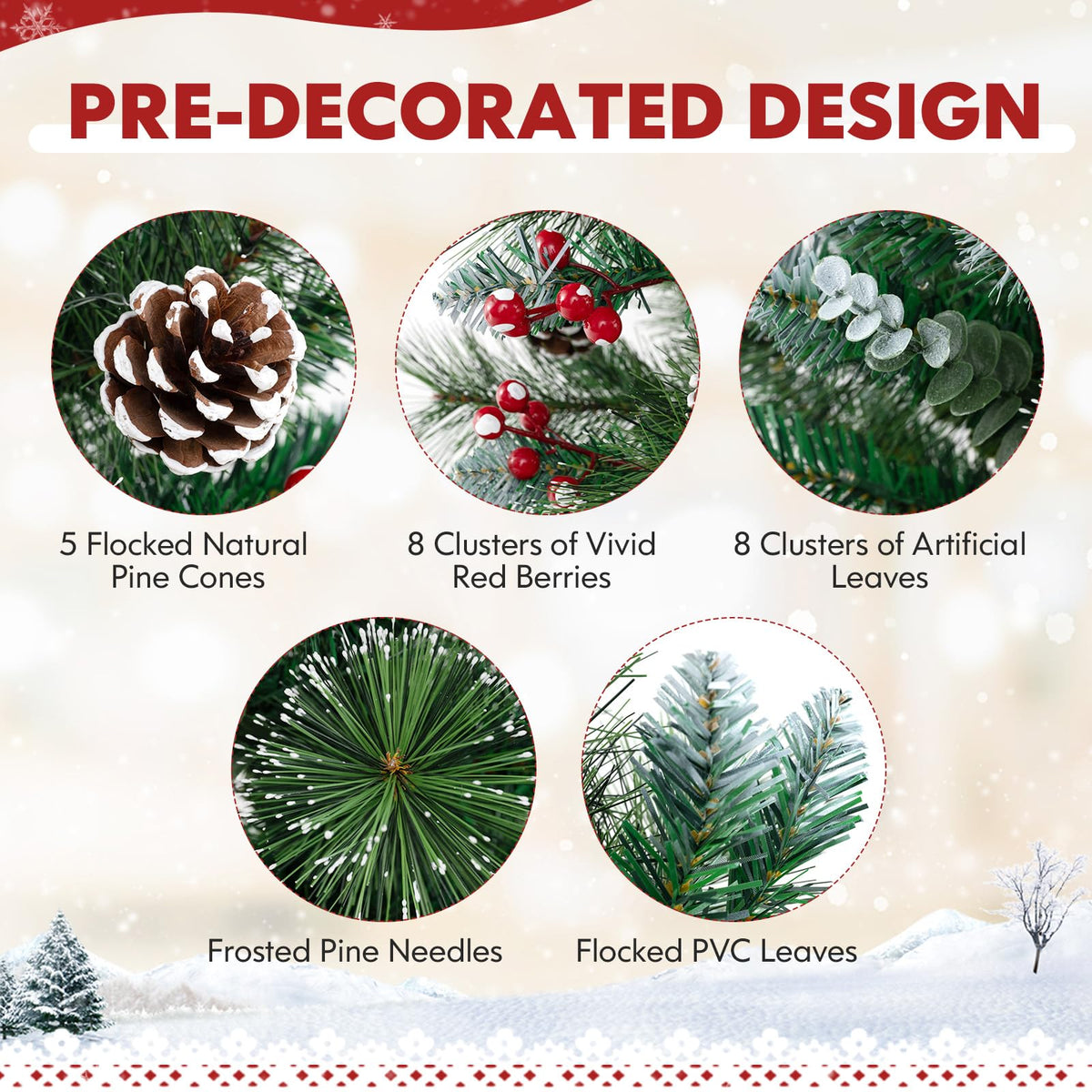 Lucktree 3ft Pre-Lit Mini Tabletop Christmas Tree with 20 Warm White LED Lights, 8 Modes, Timer, 81 PVC & Pine Needles