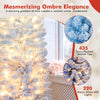 Lucktree 6FT / 7FT Blue Gradient Snow Flocked Christmas Tree with Warm White LED Lights