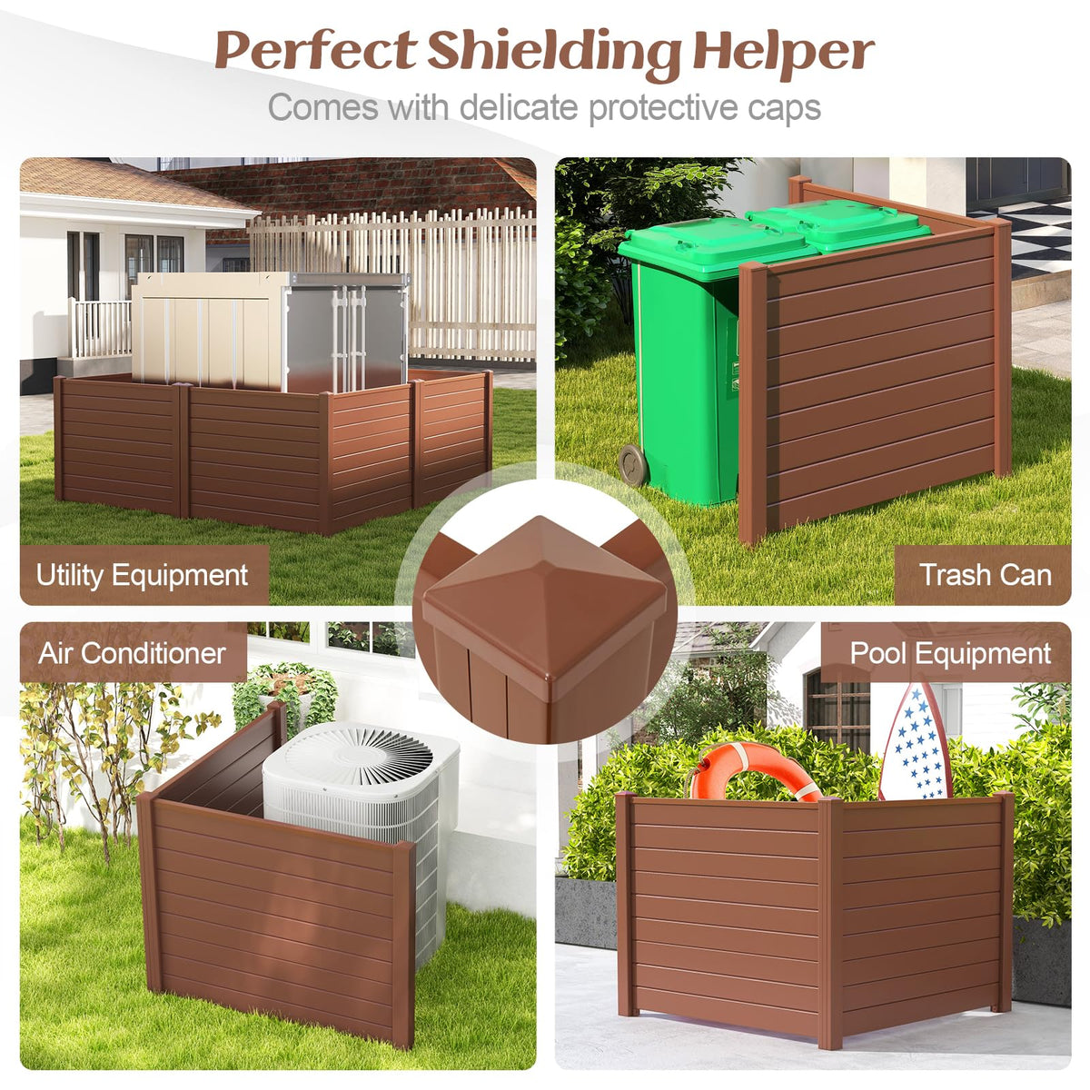 Lucktree Air Conditioner Fence 2/4 Panels - 48''W x 36''H Outdoor Privacy Screen Trash Can Enclosure with 3 Stakes