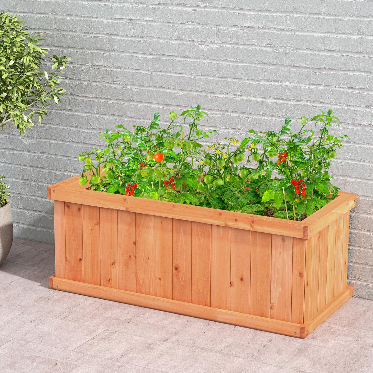 Lucktree Raised Garden Bed | 31”x14”x12” Wooden Planter Box with 4 Drainage Holes (1/2)