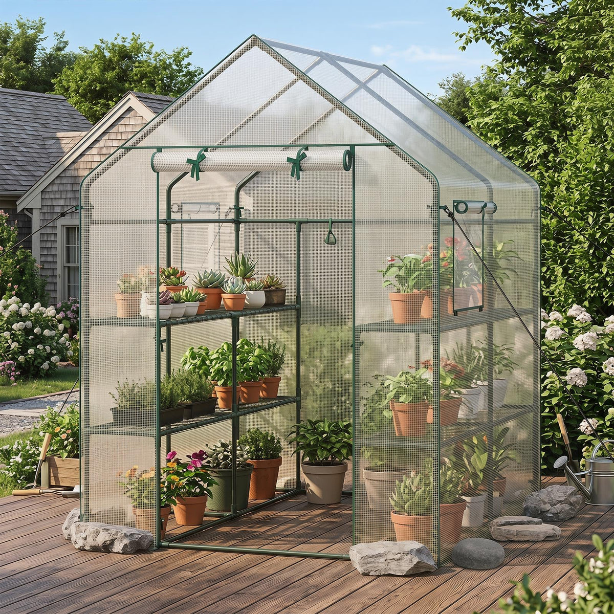 Lucktree 57”L x 57”W x 77”H Walk-in Greenhouse for Outdoors