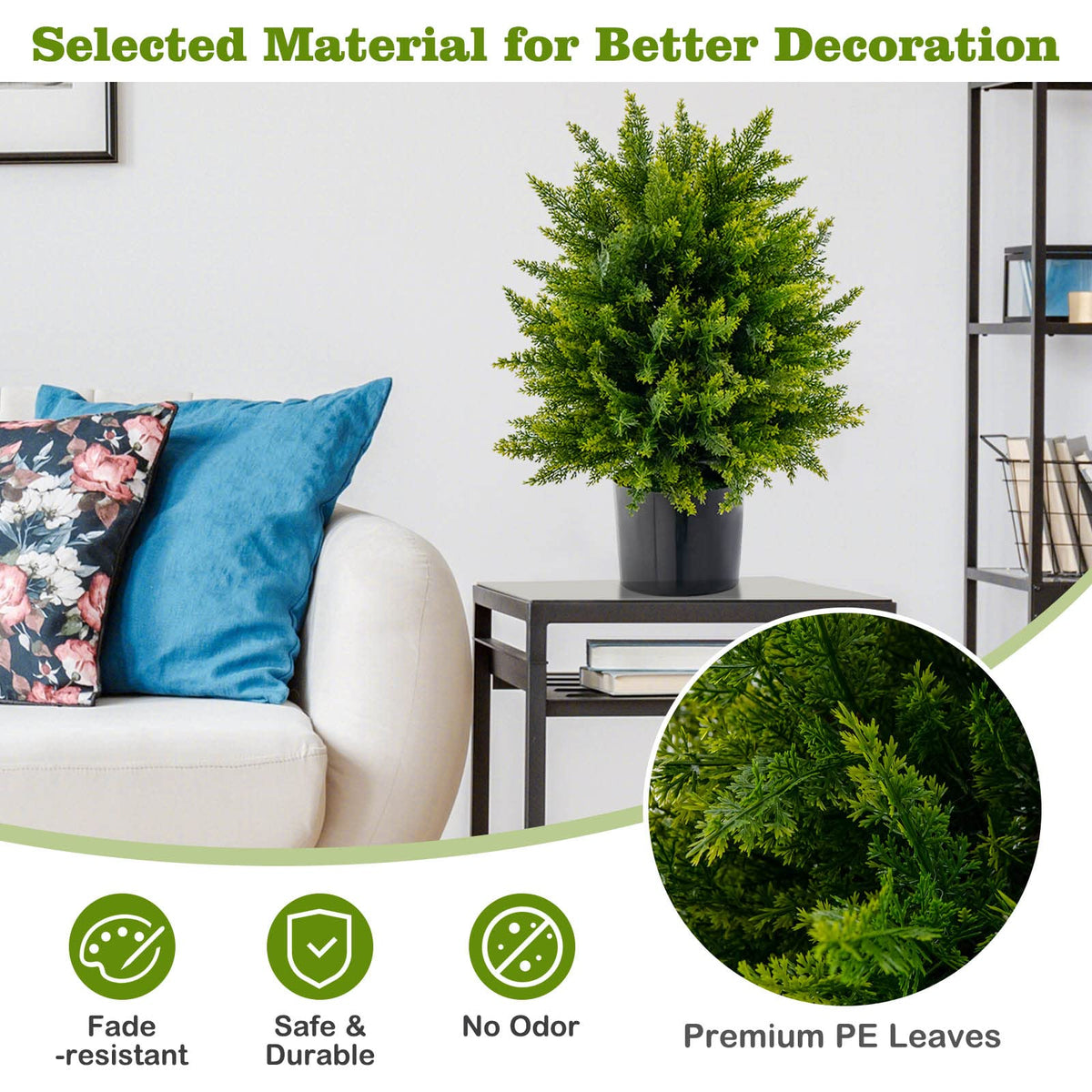 Lucktree 21.5" Artificial Tree, Set of 2 Faux Potted Plants Artificial Shrubs Bushes