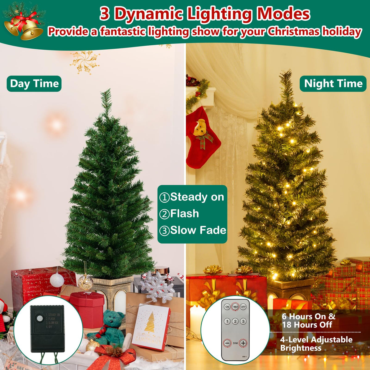 Lucktree 4ft Pre-Lit Christmas Tree for Entrances