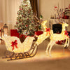 Lucktree 3-Piece Christmas Lighted Reindeer & Sleigh Set