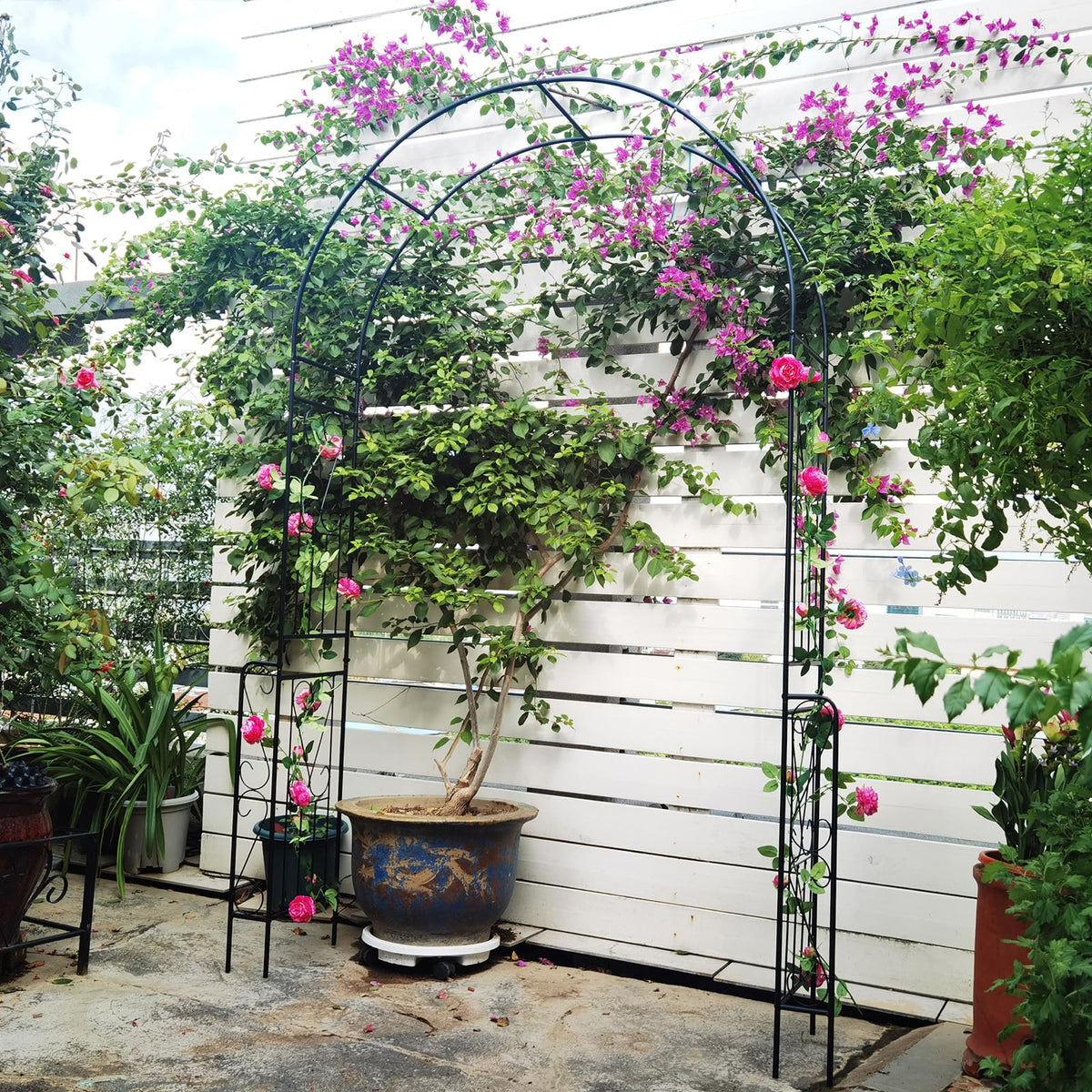 Lucktree Garden Arch Trellis - 7.9 ft Metal Arbor Pergola