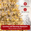 Lucktree 7 FT Half Snow Flocked Christmas Tree with 240 Warm White & Multicolored LED Lights