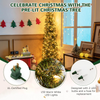Lucktree 7ft Pre-Lit Half-Shape Christmas Tree, Artificial Xmas Tree W/ 403 Branch Tips - LucktreeUS