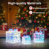 Lucktree 3 Pieces Christmas Lighted Gift Boxes, 90 LED Light up Present Boxes with Bows, Zip Ties & Ground Stakes
