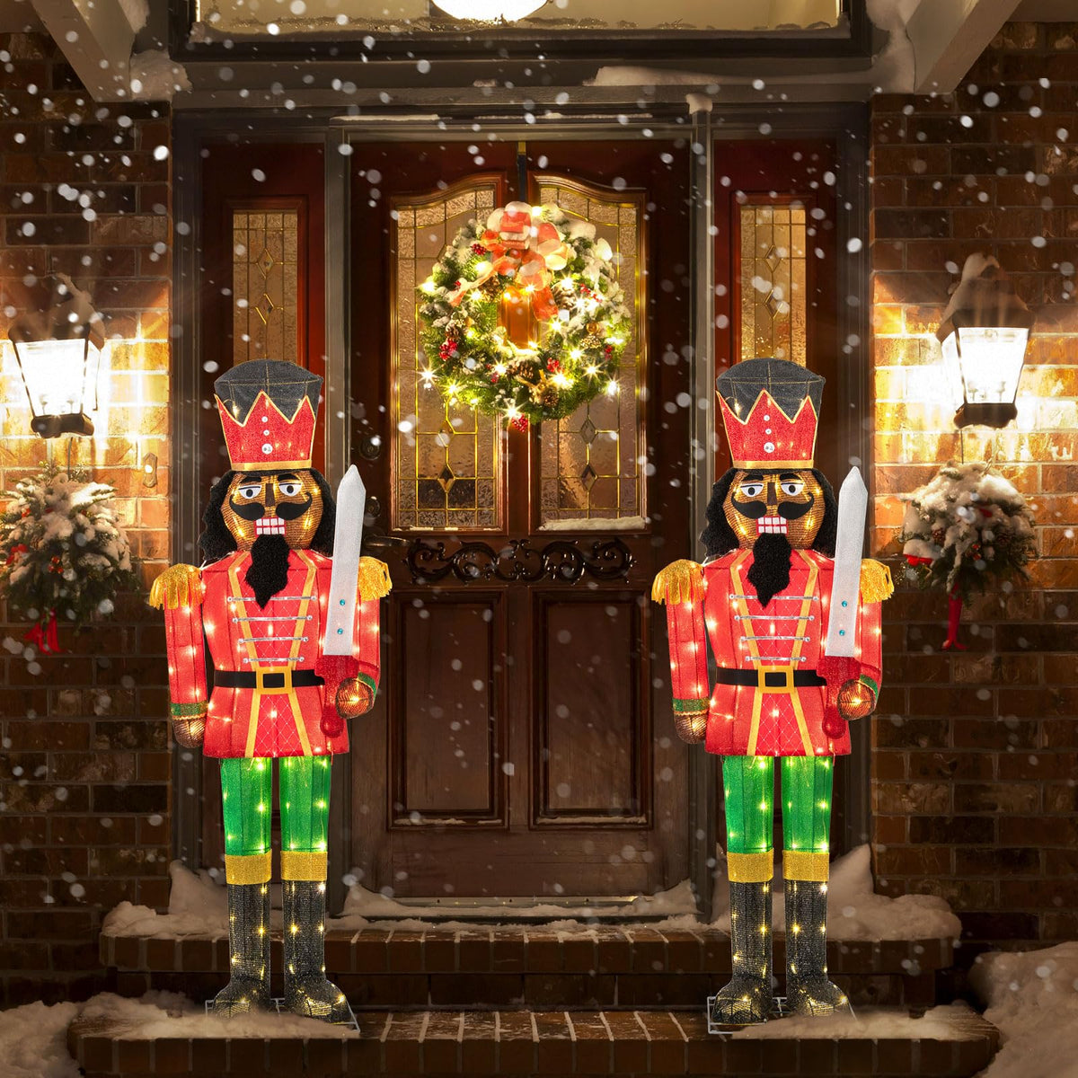 Lucktree 5 FT Lighted Christmas Nutcracker with Glitter Sword