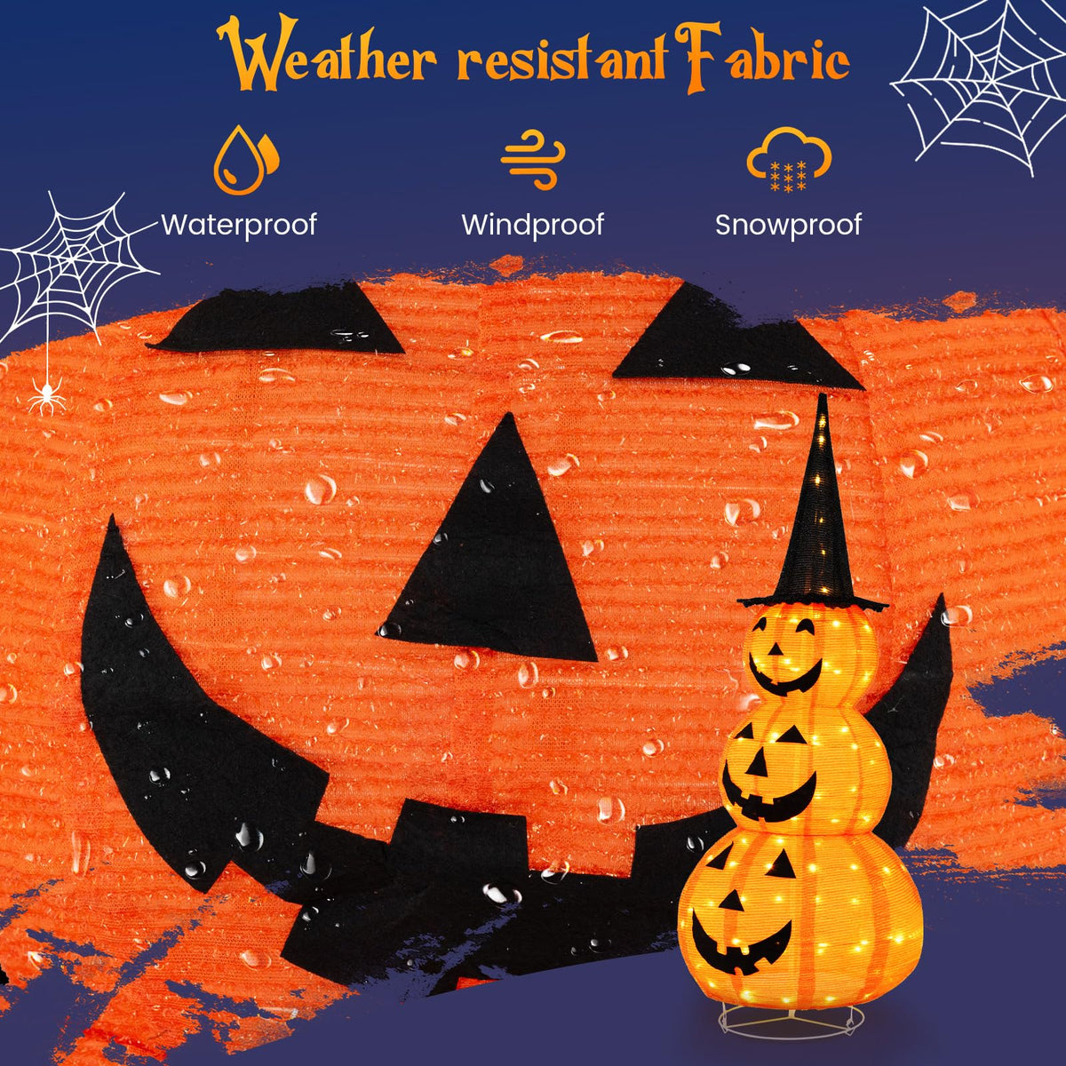 Lucktree 5 FT Halloween Light Up Pumpkin Decoration
