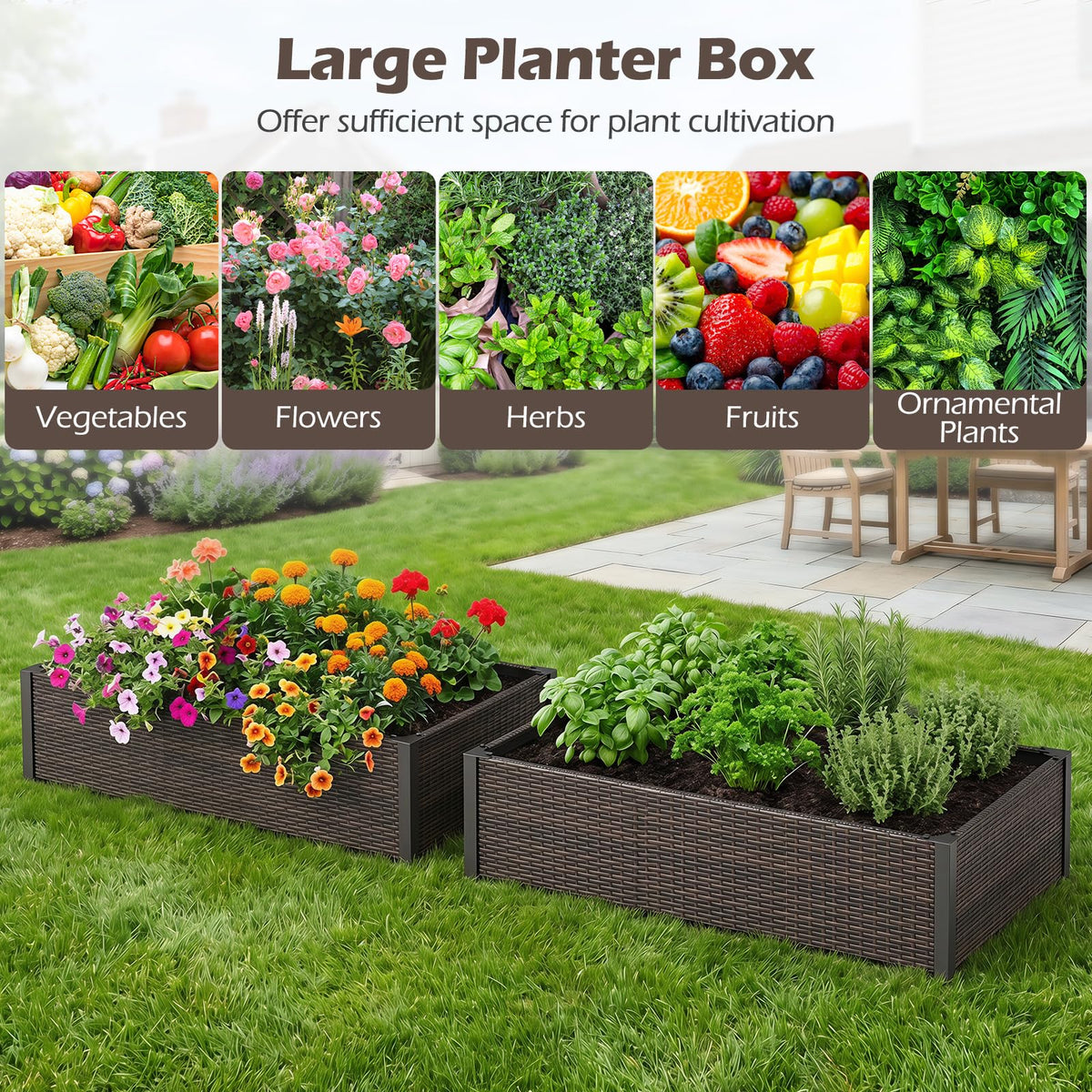Lucktree Raised Garden Bed for Vegetables Flowers Herbs