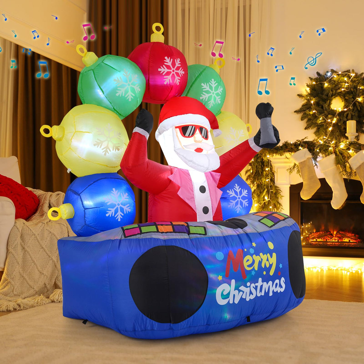 Lucktree 6Ft Inflatable DJ Santa, Inflatable Christmas Decoration