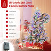 Lucktree 6ft Pre-Lit Snow Flocked Christmas Tree, Artificial Hinged Full Xmas Tree with 260 Multicolored LED Lights