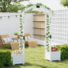 Lucktree Garden Arbor with Planter, Wooden Planter Arch with Trellis, Outdoor Arch for Climbing Plants