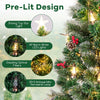 Lucktree Pre-Lit Fiber Optic Christmas Tree, Artificial Snowy Xmas Tree with Warm White LED Lights