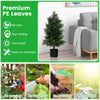Lucktree 31.5'' Artificial Cedar Topiary Trees for Outdoors, Potted Fake Cypress Trees with Cement Plastic Pot