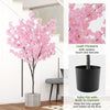 Lucktree 6.5FT Artificial Cherry Blossom Tree, Pink Fake Flower Tree, Faux Floral Plant Blooming Tree in Cement Pot