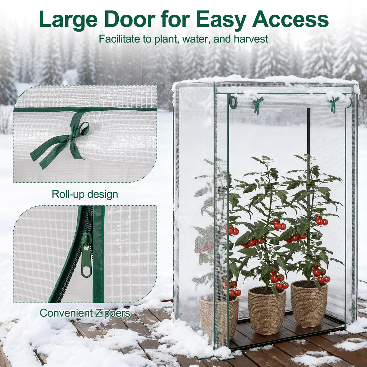 Lucktree Portable Mini Greenhouse with Roll-Up Zippered Door