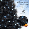 Lucktree 6/7/8 ft Pre-Lit Black Halloween Christmas Tree, Artificial Hinged Xmas Full Tree with 362/572/860 Pine Needles & PVC Branch Tips