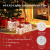 Lighted Gift Boxes Christmas Decoration, Set of 3 White Present Ornament Boxes with 60 LED Lights - LucktreeUS