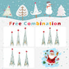 Lucktree Set of 3 Tower Shaped Christmas Trees (3ft/3.5ft/4ft), Artificial Xmas Metal Trees with Removable Star Toppers & Reindeer