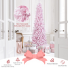 Lucktree 7ft Pre-Lit Pencil Christmas Tree, Snow Flocked Artificial Slim Tree with 800 Branch Tips - LucktreeUS