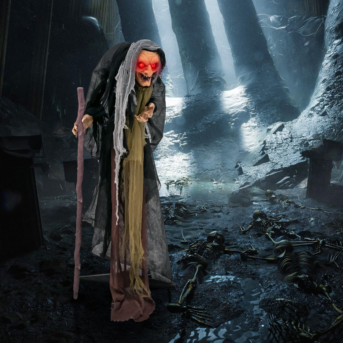 Lucktree 5FT Halloween Animated Standing Witch