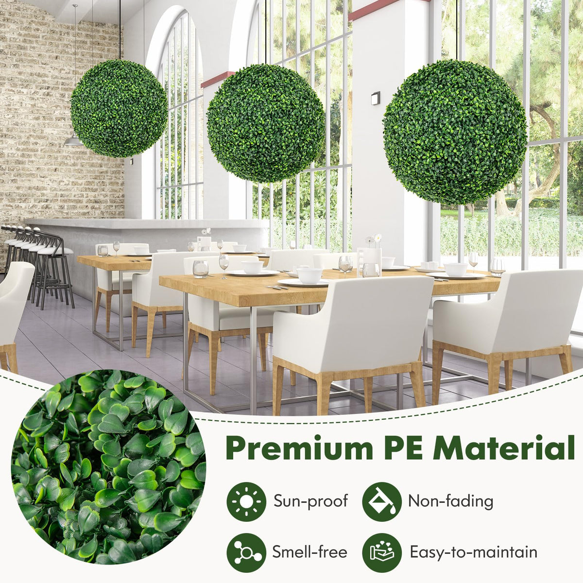 Lucktree 2 PCS 20 Inch Artificial Plant Topiary Ball, Round Faux Boxwood Balls Outdoor