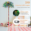 Lucktree 6 FT Pre-Lit Artificial Christmas Tree, Lighted Xmas Palm Tree W/ 210 Multi-Color LED Lights - LucktreeUS