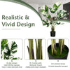 Lucktree 4ft Artificial Monstera Deliciosa Plant, 2 Pack Tall Fake Tropical Palm Tree in Pot with 10 Decorative Split Leaves