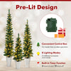 Lucktree 3' 4' 5' Pre-Lit Artificial Christmas Tree Set of 3, Slim Pencil Potted Xmas Tree with 423 Branch Tips, 230 Warm White LED Lights
