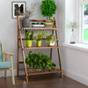 Lucktree 3 Tier Folding Storage Shelf, Bamboo Ladder Plant Stand