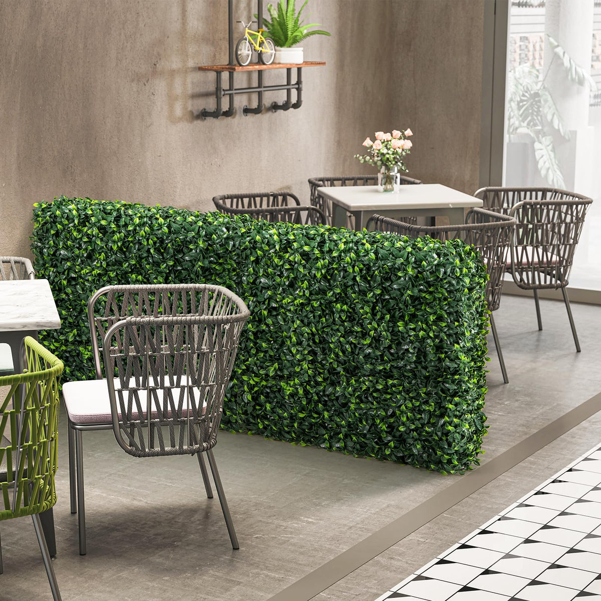 Lucktree Artificial Boxwood Hedge Wall, Faux Grass Wall with PE Leaves and Aluminum Frame