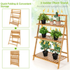 Lucktree 3 Tier Folding Storage Shelf, Bamboo Ladder Plant Stand