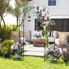 Lucktree Garden Arch Trellis with Planters, 86'' Metal Arbor Pergola for Climbing Plants Rose Clematis Vines