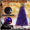 Lucktree 6/7/8 FT Pre-Lit Black Halloween Tree, Artificial Hinged Christmas Tree with 280/380/500 Orange & Purple LED Lights